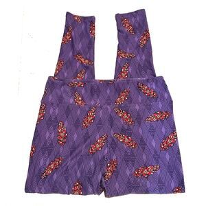 LuLaRoe Purple Feather Print Leggings Women's Tall & Curvy XL